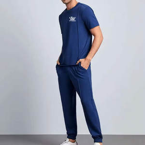 เสื้อยืดและกางเกงขายาวผ้าฝ้ายสำหรับผู้ชายระบายอากาศได้ดี - Product Image 3