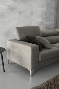 Modern Linear Fabric Three Seat Durable Sectional <b>Sofa</b> Set with Metal Legs and Pillow Back Cushions for Living Room - Product Image 3