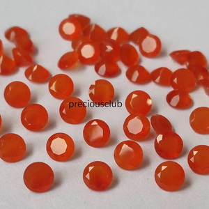 คาร์เนเลียนสีส้มธรรมชาติตัดกลม3mm ถึง6mm เหลี่ยมเพชรพลอยสีส้มหลวม AAA - Product Image 1