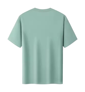 Camiseta de algodón de manga corta con cuello redondo y color liso para hombre, estilo oversize, informal, de punto jersey, con estampado por sublimación y contraste de patrón con efecto lavado ácido. - Product Image 2