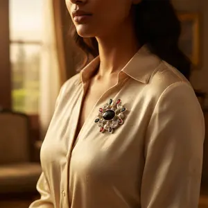 "925 Silver Crystal Rhinestone Zircon/Pearl/Elegant Brooch <b>Pin</b> for Women's Statement Jewelry Gift" - Product Image 1