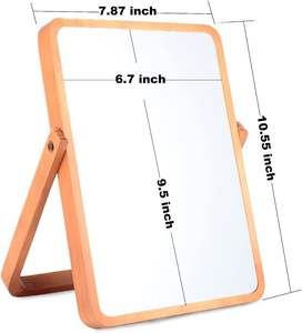 Miroir de maquillage en bois miroir mural de bureau Rectangle pour salon chambre rasage miroir cosmétique - Product Image 2