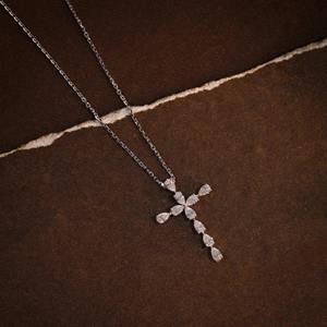 New Arrival Pear Cut Moissanite Diamond <b>Cross</b> Pendant <b>Necklace</b> For <b>Women</b> With 925 Silver Jewelry For <b>Women</b> Valentine Gift - Product Image 2