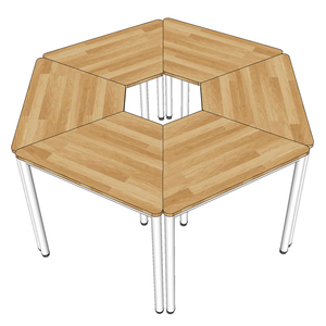 Ensemble de 6 tables trapézoïdales, design moderne, en bois de caoutchouc avec pieds en fer, style Lego, HBLG039 - Product Image 5