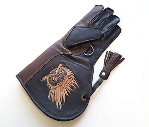 Gants de fauconnerie en cuir de vachette véritable personnalisés avec logo hibou piège à animaux de fabrication pakistanaise pour la chasse - Product Image 1