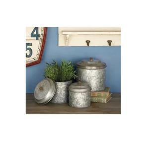 Decorative Storage Galvanized <b>Canister</b> <b>Set</b> With Minimalist Farmhouse Accents Making <b>Kitchen</b> Organization Stylish And Easy - Product Image 2
