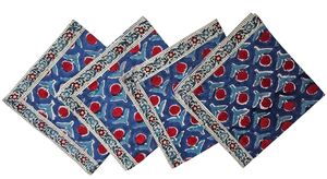 Servilleta India Tradicional Estampada a Mano 100% Algodón, 16 Pulgadas X 16 Pulgadas, Cuadrada, Reutilizable, Diseño Floral con Borde - Product Image 3