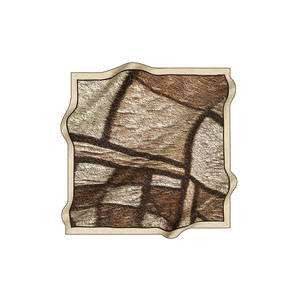 Brown Silk <b>Square</b> <b>Scarf</b> with Geometric Pattern - Product Image 1
