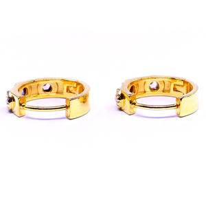 Attractive Wedding Wear 14K Gold Classic Cheap Elegant Engagement Women Wear Diamond Huggies Earrings - Product Image 4