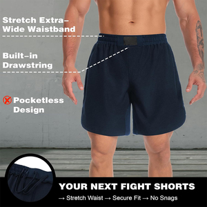 Best Selling Men's Adult MMA Fight <b>Shorts</b> Navy Blue Color Training Kickboxing <b>Grappling</b> Fitness Durable Quick Dry Breathable - Product Image 4