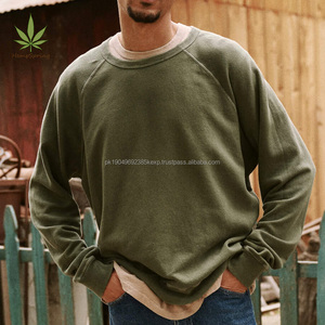 Men's College Sweatshirt Hemp Organic Cotton Sweatshirt for Men Terry Pullover Street Wear Men Oversize Pullover Hemp Crewneck - Product Image 3