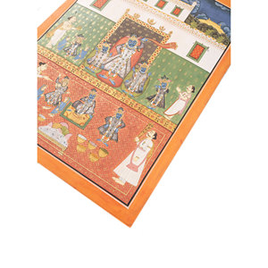 Tapiz de Pared de Tela de Algodón Bohemio Rojo y Naranja con Arte Pichwai para Decoración de Interiores y Exteriores, Diseño Navideño - Product Image 2