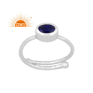 Venta caliente 925 Plata de Ley fina Lapislázuli natural Anillo ajustable Fabricante de joyas - Product Image 1
