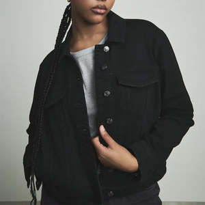 High Demand Quick Dry Black Women's Fuller Bust Fitted Denim Jacket Button <b>Fastening</b> Designed For Women For All Seasons Comfort - Product Image 1