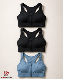 Women High <b>Support</b> Sports Bra Seamless <b>Crop</b> <b>Top</b> Racerback Scoop Neck Breathable Yoga Fitness Set Print/Solid Front Black Green - Product Image 2