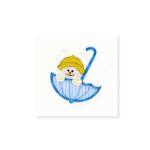 Tarjeta de Quilling con Diseño de Gatito con Paraguas, Tarjeta de Felicitación Hecha a Mano con Sobre, Arte en Papel, Regalo para Bebé - Product Image 1