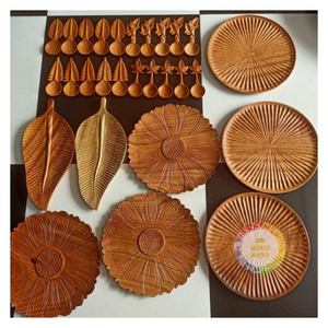 ถาดไม้ทำมือรักษ์โลก ถาดเสิร์ฟไม้เนื้อแข็งธรรมชาติ ของตกแต่งบ้านที่ยั่งยืน - แคริลิน - Product Image 1