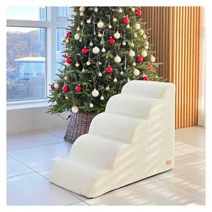 [AllmioPet] Escalier pour animaux de compagnie en tissu doux Cloud, 5 marches, ivoire AMP 5 IV, escalier pour chien et chat pour un déplacement facile sur le canapé et le lit à l'intérieur - Product Image 1