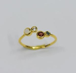 แหวนแฟชั่นแหวนเงินสเตอร์ลิง925หรู14K S925ชุบทองมินิมอลธรรมชาติออสเตรเลียและโกเมนปรับแต่งได้ - Product Image 1