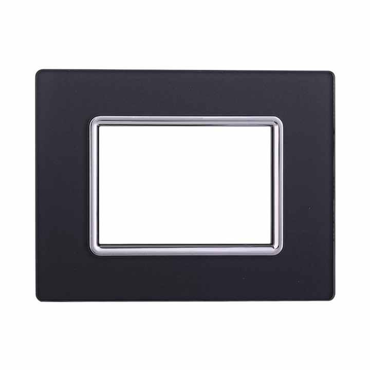 ETTROIT Glass Plate Space Series 3P Dark Steel Color Compatible with Bticino Living Light - Electrical Materials /