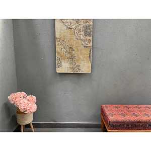 Vintage Rug, 1.8x3.1 ft Turkish Rug, <b>Brown</b> Check <b>Wool</b> Rug - Product Image 1