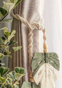 Soporte para Cortinas de Macramé con Diseño de Hoja, Decoración Minimalista, Soporte para Cortinas, Tratamiento de Ventanas Moderno - Product Image 4