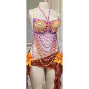 Vente chaude Performance professionnelle porter des Costumes de danse du ventre perlés dos nu de haute qualité - Product Image 3