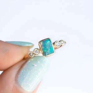 แหวนหมั้นของผู้หญิง925สเตอร์ลิงคลาสสิกแหวนหมั้นทรงแปดเหลี่ยมตัดโอปอลเอธิโอเปียนการตั้งค่าเรือนทองอัญมณีขนาด K ที่กำหนดเอง - Product Image 4