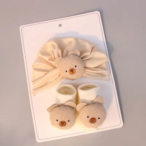 <span class=keywords><strong>MIO</strong></span> lindo bebé de dibujos animados sombrero calcetines conjunto de regalo encantador conejo oso patrón calcetines recién nacido suave turbante gorra para niños pequeños accesorios - Product Image 5