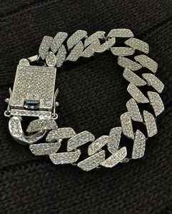 VVS Moissanite Hip Hop Bracelet à maillons cubains 15mm or blanc diamants taille ronde bijoux pour hommes en argent Sterling 925 - Product Image 2