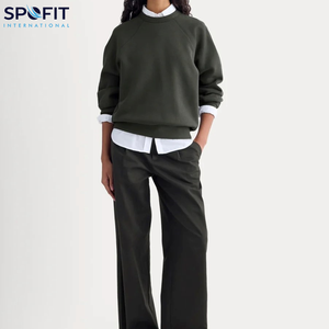 ใหม่เสื้อสเวตเชิ้ตผู้หญิงแบบสตรีทดูสวยที่สุด2025มีฮู้ดไหล่ตกแบบทึบคอกลมแบบใหม่ - Product Image 3