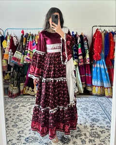 Robe traditionnelle afghane brodée en velours afghan Salwar Kameez pour femmes, faite à la main, pour mariage, fête, vente de coton sur mesure pour - Product Image 3