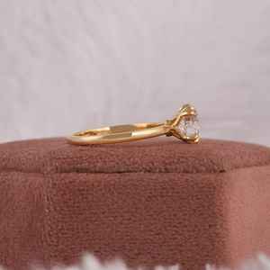 Igi แหวนประดับเพชรทรงกลมขนาด14K สีเหลืองโรสโกลด์สำหรับปลูกในห้องปฏิบัติการทรงกลม1กะรัต - Product Image 5