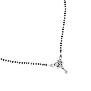 925 Sterling Silver Traditional Mangalsutra <b>Necklace</b> with Zircon Black Beads and <b>Pearl</b> <b>Gold</b> Main Material Gift for Her - Product Image 3