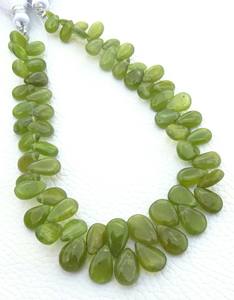 Perles de pierres précieuses Vessonite, 8 brins, 6,5-10 mm, forme poire, 90 carats, vertes, vesuvianite, lisses, polies, pierres précieuses en vrac, 6,5-10 mm, Vessonite - Product Image 5