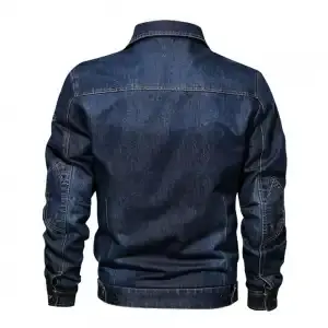 Veste pour homme en jean décontractée et confortable à la mode avec logo personnalisé, col à revers et manches longues avec poches plaquées, vente en gros de nouveautés - Product Image 2