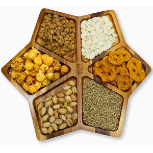 Plateau de service de fruits secs en forme de fleur en bois fabriqué à la main, plateau de service de collations et de noix pour la décoration intérieure, ustensiles de cuisine - Product Image 6