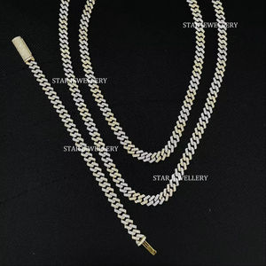 925 <b>Sterling</b> <b>Silver</b> 8 MM VVS Moissanite Diamond Cuban <b>Necklace</b> Fine Jewelry. - Product Image 1