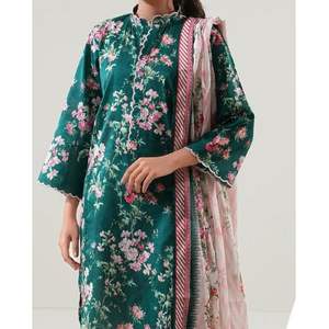 Trajes Shalwar Kameez Casuales de 3 Piezas de Última Moda para Mujer, Estampados Digitales, Ligeros, de Secado Rápido, de Algodón, Estilo Pakistaní de Verano - Product Image 3