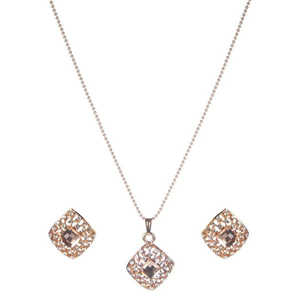 Urthn <b>Fine</b> <b>Jewelry</b> <b>Set</b> 1202315 Brown Austrian Stone & Gold Plated Pendant - Product Image 1