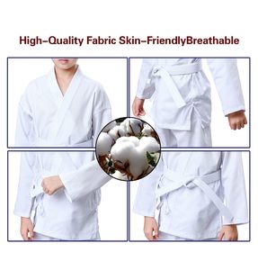Juego de uniforme de Karate ligero para niños y adultos con cinturón elástico para entrenamiento de artes marciales Karate Judo BJJ Suit - Product Image 6