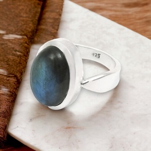 Natural Blue Fire Labradorite Gemstone 925 Sterling Silver Oval Shape <b>Ring</b> Custom Design Jewelry Manufacturer <b>Indian</b> Exporter - Product Image 1