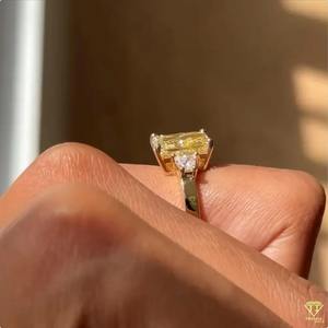 แหวนหิน3ชิ้นที่ตัดด้วยความกระจ่างใสสีเหลืองสดใสเหมาะสำหรับงานปาร์ตี้สำนักงานและสวมใส่ประจำวันพร้อมขนาดที่กำหนดเองดีไซน์ไม่เหมือนใคร - Product Image 2