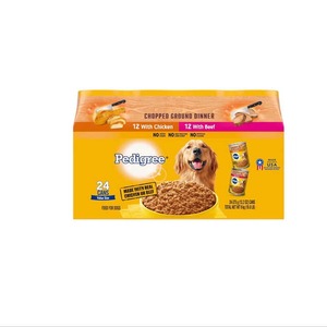 Paquete Variado Pedigreee de Alimento Húmedo para Perros Adultos, 24 Latas de 13.2 oz, Comida Suave de Pollo y Res con Carne Picada para Bañar y Limpiar - Product Image 1