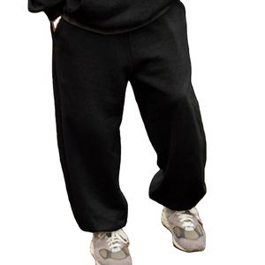 Men's Casual Loose Cotton Fleece Sweatpants Fully Customizable with Solid Drawstring Waist <b>Pleated</b> Front Winter Trousers - Product Image 1