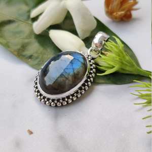 Déclaration Labradorite Pendentif Collier Pierres Précieuses Naturelles Bijoux en Argent Sterling pour Femmes - Product Image 5