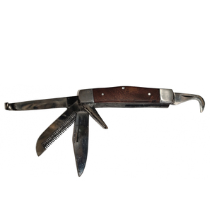 Cuchillo para pezuña de herrador de caballos con mango de madera de acero inoxidable, cuchillos de escofina recortadora para cuidado de pezuña izquierda/derecha de doble cara - Product Image 1