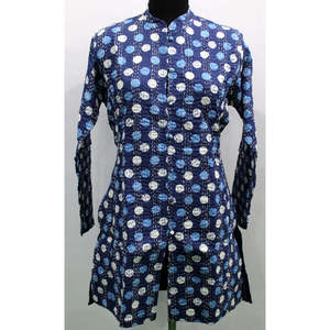 <b>Women's</b> Reversible Blue Kantha Stitch Cotton <b>Jacket</b> Floral Print <b>Lightweight</b> <b>Bomber</b> Style Patchwork Decoration Short Leather - Product Image 1