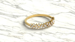 Bague de mariage de luxe en or 18 carats avec diamants ronds et baguettes, bague demi-éternité empilable, bijoux fins pour femmes - Product Image 3