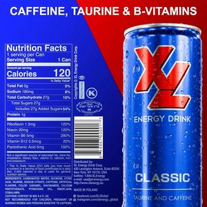 XL Energy Drinks Sans Sucre 8.4 Oz 24 Pack-Boissons énergisantes sans sucre avec 80mg de caféine plus taurine et vitamines B - Product Image 1